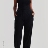 Relaxed Cotton Pants - Black