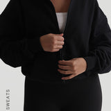 Boyfriend Zip-Up Hoodie - Black