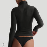 Refined Long Sleeve Turtleneck T-Shirt - Black Stone