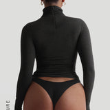 Refined Long Sleeve Turtleneck T-Shirt - Black Stone