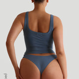 Square Neck Micro-Ribbed Tank Top - Breeze