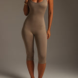 Capri Halter Jumpsuit - Latte Taupe