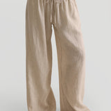 Heritage Linen Wide-Leg Pants - Sand