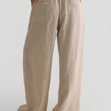 Heritage Linen Wide-Leg Pants - Sand