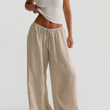 Heritage Linen Wide-Leg Pants - Sand