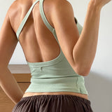 Form-Ribbed One-Shoulder Open-Back Top - Mint