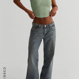 Form-Ribbed One-Shoulder Open-Back Top - Mint