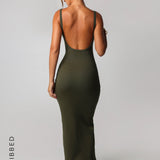 Form-Ribbed Open-Back Maxi Dress - Cypress