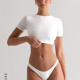 Mist Short Sleeve Crop Top - White