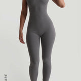 Banded Scoop Neck Jumpsuit - Dark Stone Gray