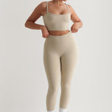 Athleisure-Leggings mit hoher Taille - Beige