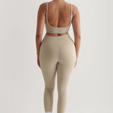 Athleisure-Leggings mit hoher Taille - Beige