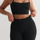 Open Back Athleisure Crop Top - Black