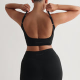 Open Back Athleisure Crop Top - Black