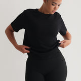 Athleisure-Shorts mit hoher Taille, 6 Zoll – Schwarz