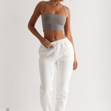 Thin Strap Athleisure Crop Top - Gray
