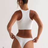 Racer Back Athleisure Crop Top - Pure White