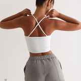 Athleisure-Crop-Top mit dünnen Trägern - Reinweiß
