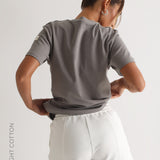 T-shirt coupe décontractée avec patch personnalisé - Gris