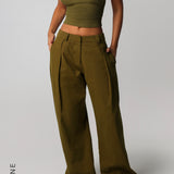 Form-Ribbed High Neck Top - Olive