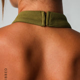 Form-Ribbed High Neck Top - Olive