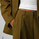 The Meridian Wide-Leg Trousers - Olive Oil