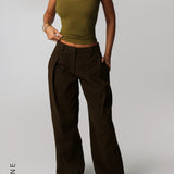 T-Shape Micro-Ribbed Tank Top - Olive