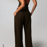 The Meridian Wide-Leg Trousers - Brown Sugar