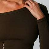 Form-Ribbed Gallerie Long Sleeve Top - Brown Sugar