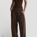 The Ivy Wide-Leg Trousers - Brown