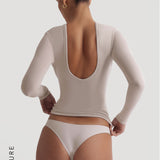 Reform Open Back Long Sleeve T-Shirt - Light Oat