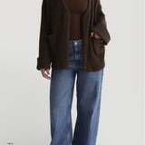 The Ribbed Button Up Cardigan - Light Brown