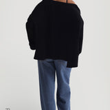 The Ribbed Button Up Cardigan - Black