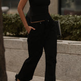 Pantalon cargo baggy essentiel - Délavage noir