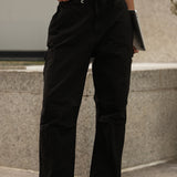 Pantalon cargo baggy essentiel - Délavage noir