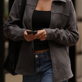 Oversized Cotton Jacket - Midnight Gray