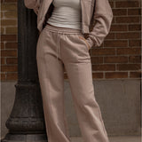 Structured Wide Leg Sweatpants - Warm Mocha