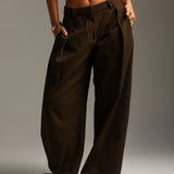 The Meridian Wide-Leg Trousers - Brown Sugar