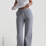 Pantalon de survêtement structuré à jambe large - Gris chiné
