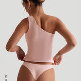 The One Shoulder T-Shirt - Light Rose