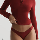 Air-Sleep Henley Long Sleeve Top - Merlot