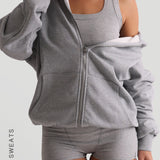 Boyfriend Zip-Up Hoodie - Heather Gray