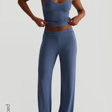 Micro-Ribbed Straight-Leg Pants - Breeze