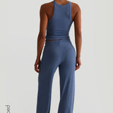 Micro-Ribbed Straight-Leg Pants - Breeze