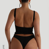 Low Back Tank Top - Black