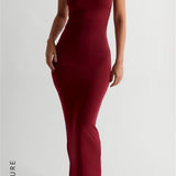The One-Shoulder Ruched Maxi Dress - Wine