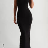 The One-Shoulder Ruched Maxi Dress - Black