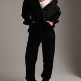 Boyfriend Zip-Up Hoodie - Black