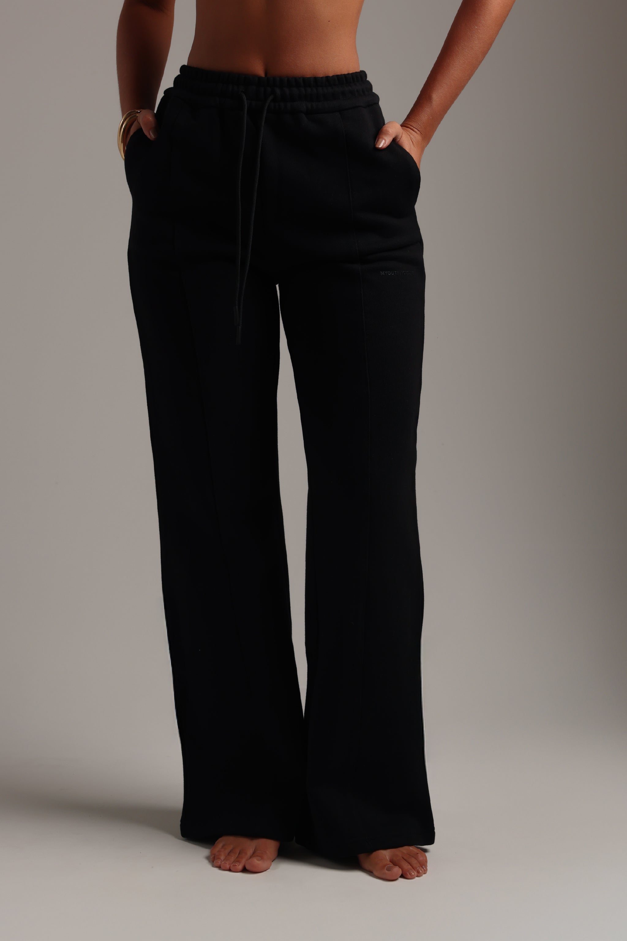Structured Wide Leg Sweatpants Black – My Outfit Online