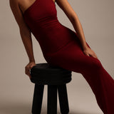 The One-Shoulder Ruched Maxi Dress - Wine